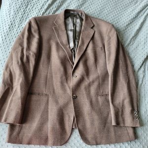 Vintage Oscar De La Renta Soft Brown Wool Tweed Suit Jacket Size 48R